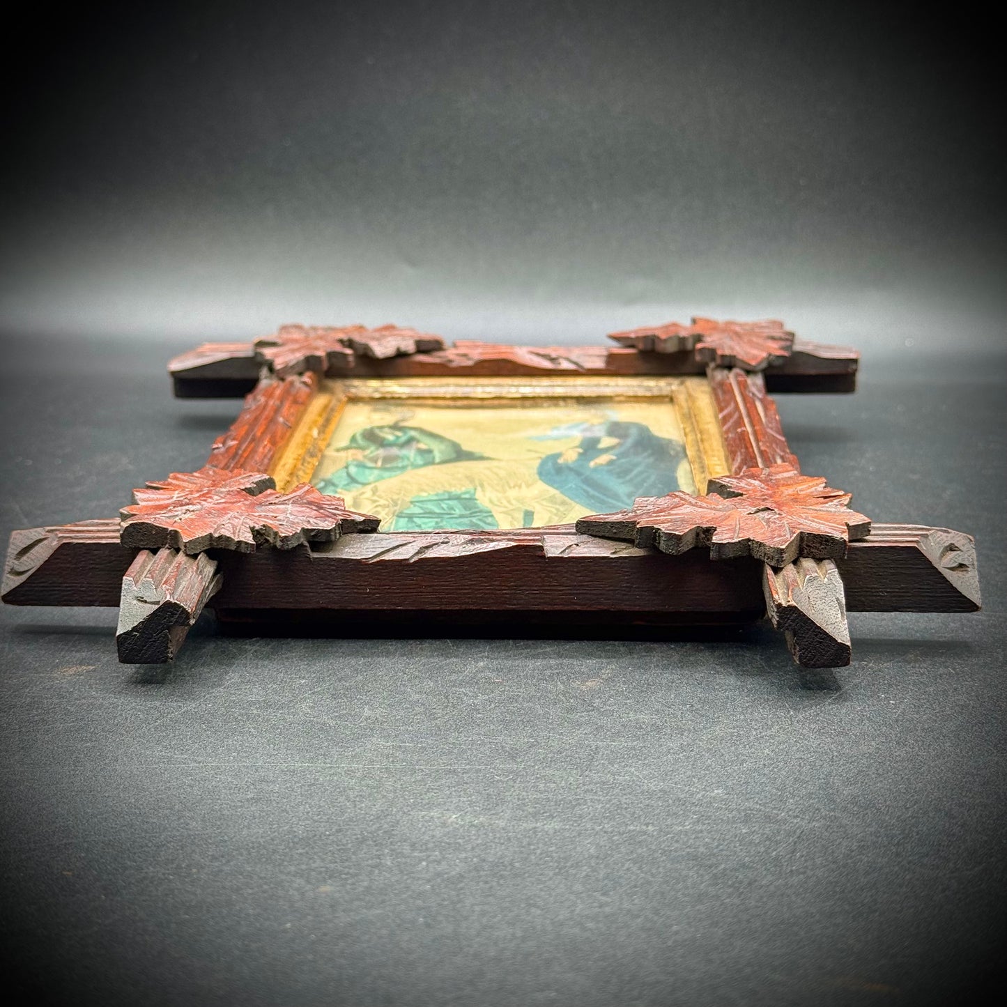 Antique Victorian Stunning Wood Frame with Lithograph