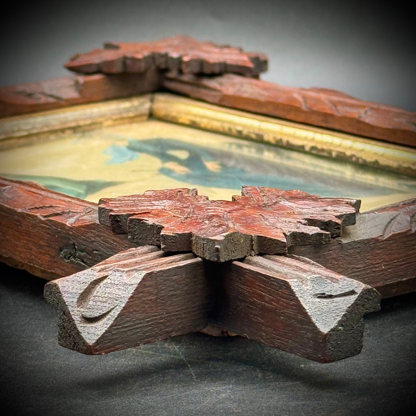 Antique Victorian Stunning Wood Frame with Lithograph