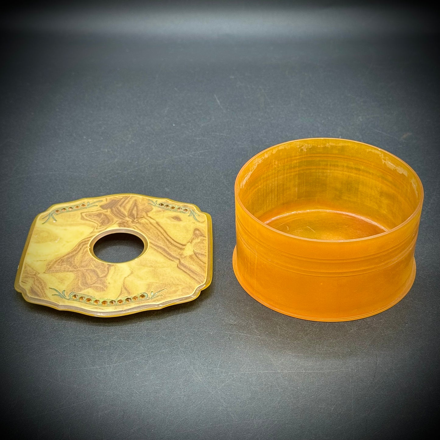 Antique Boudoir Celluloid Hair Receiver with Rhinestones