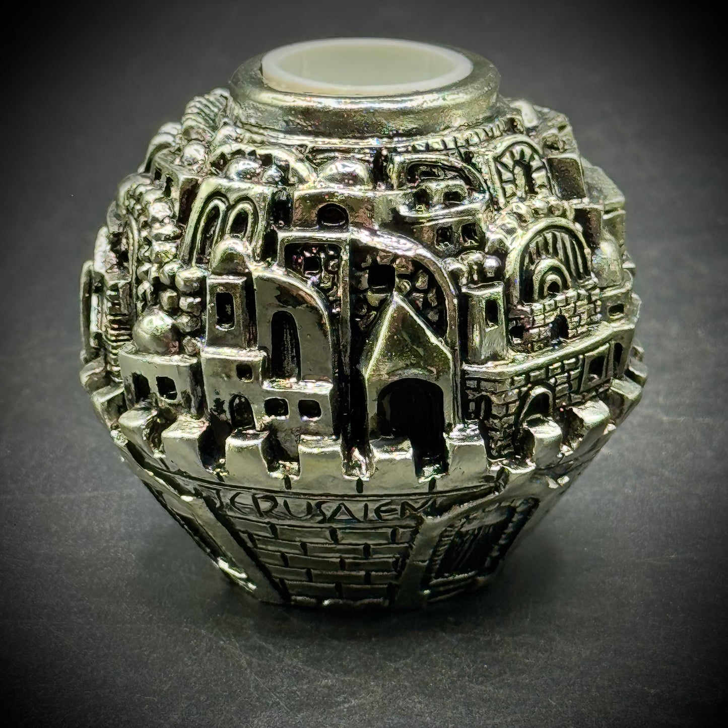 Pair of Sterling Silver .925 Plated Jerusalem, Israel Candle Holders