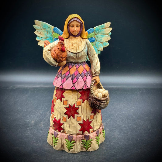 Vintage Early Jim Shore "Angel of Faithfulness" with Chicken and Eggs