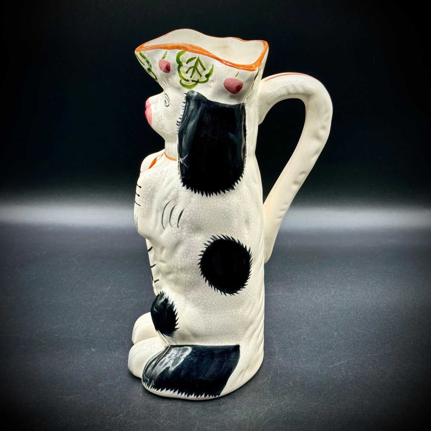 Vintage Hand Painted Dog Pitcher Portugal