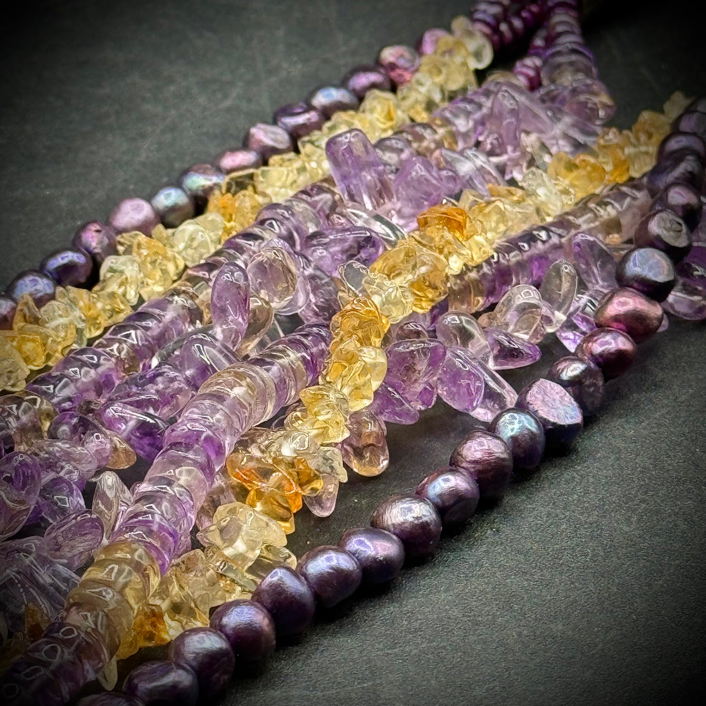Stunning Multi-Strand Gemstone Necklace with Sterling Silver, Amethyst, Pearls, Citrine & Ametrine