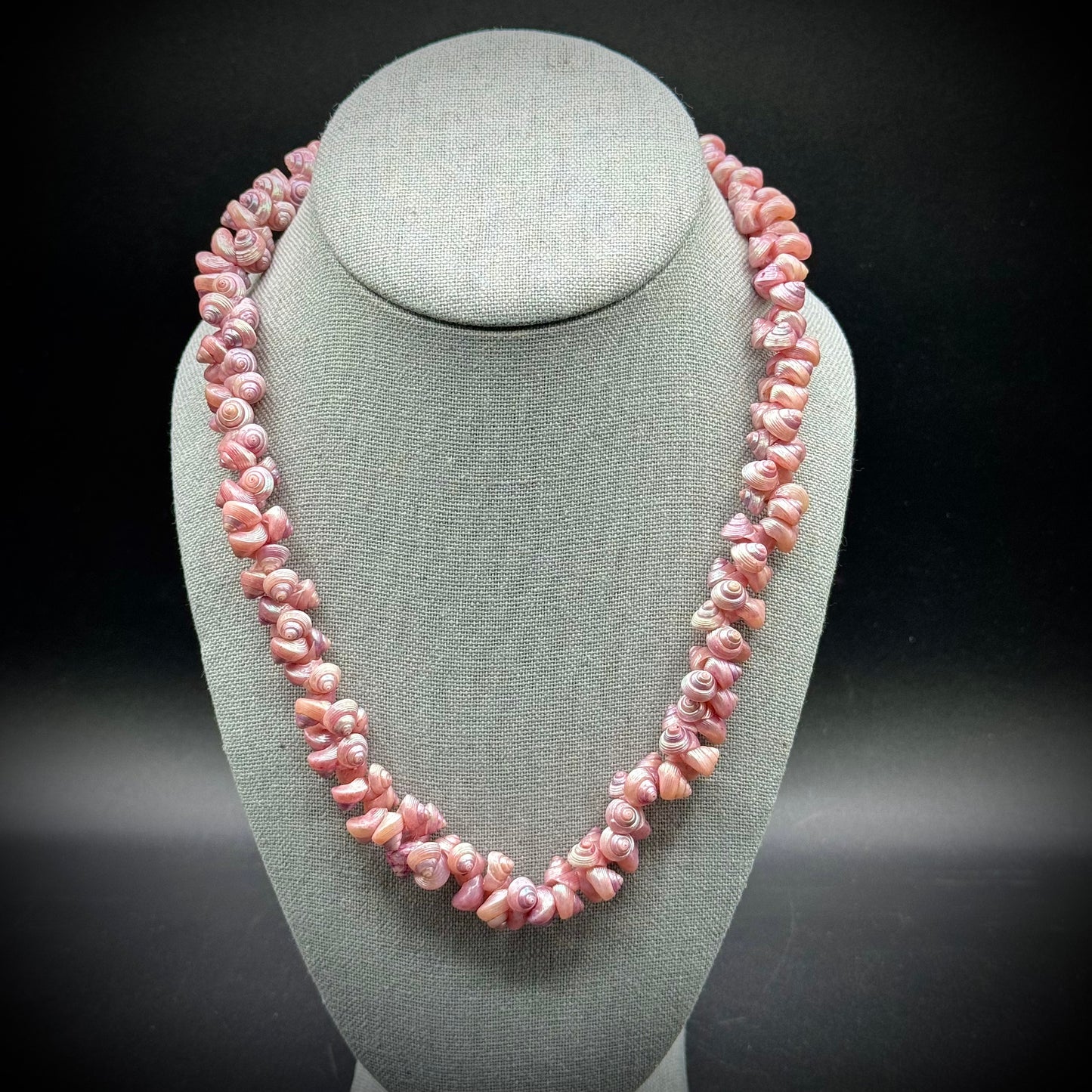 Gorgeous Opalescent Pink Trochus Seashell Twist Necklace