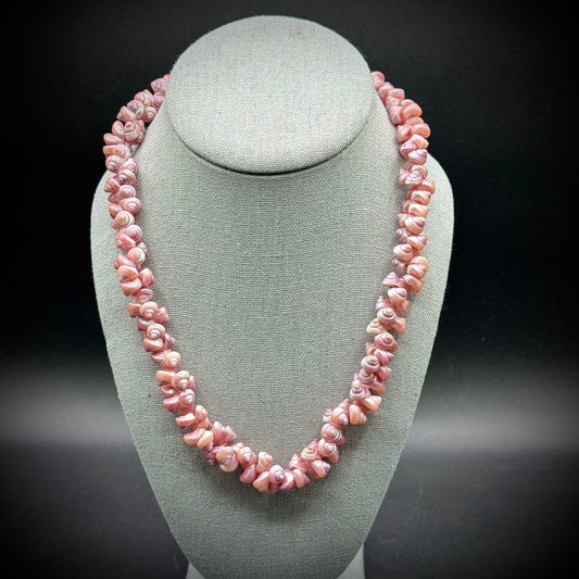 Gorgeous Opalescent Pink Trochus Seashell Twist Necklace