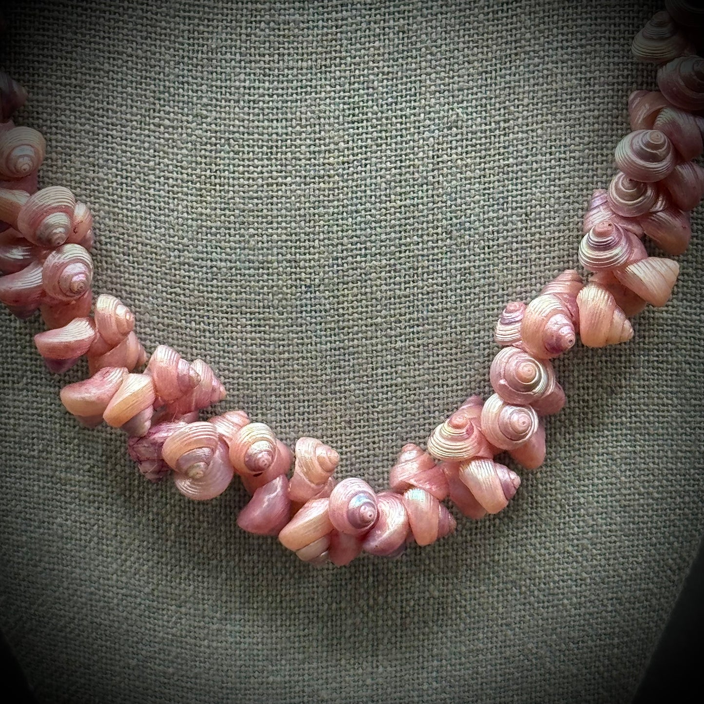 Gorgeous Opalescent Pink Trochus Seashell Twist Necklace
