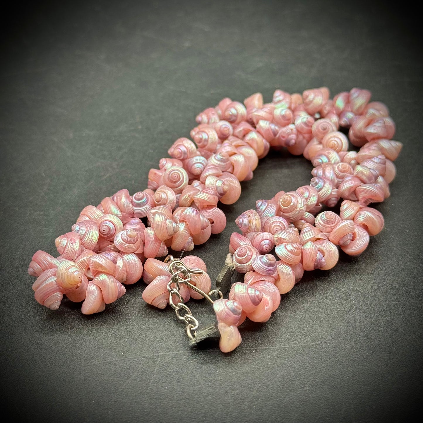 Gorgeous Opalescent Pink Trochus Seashell Twist Necklace