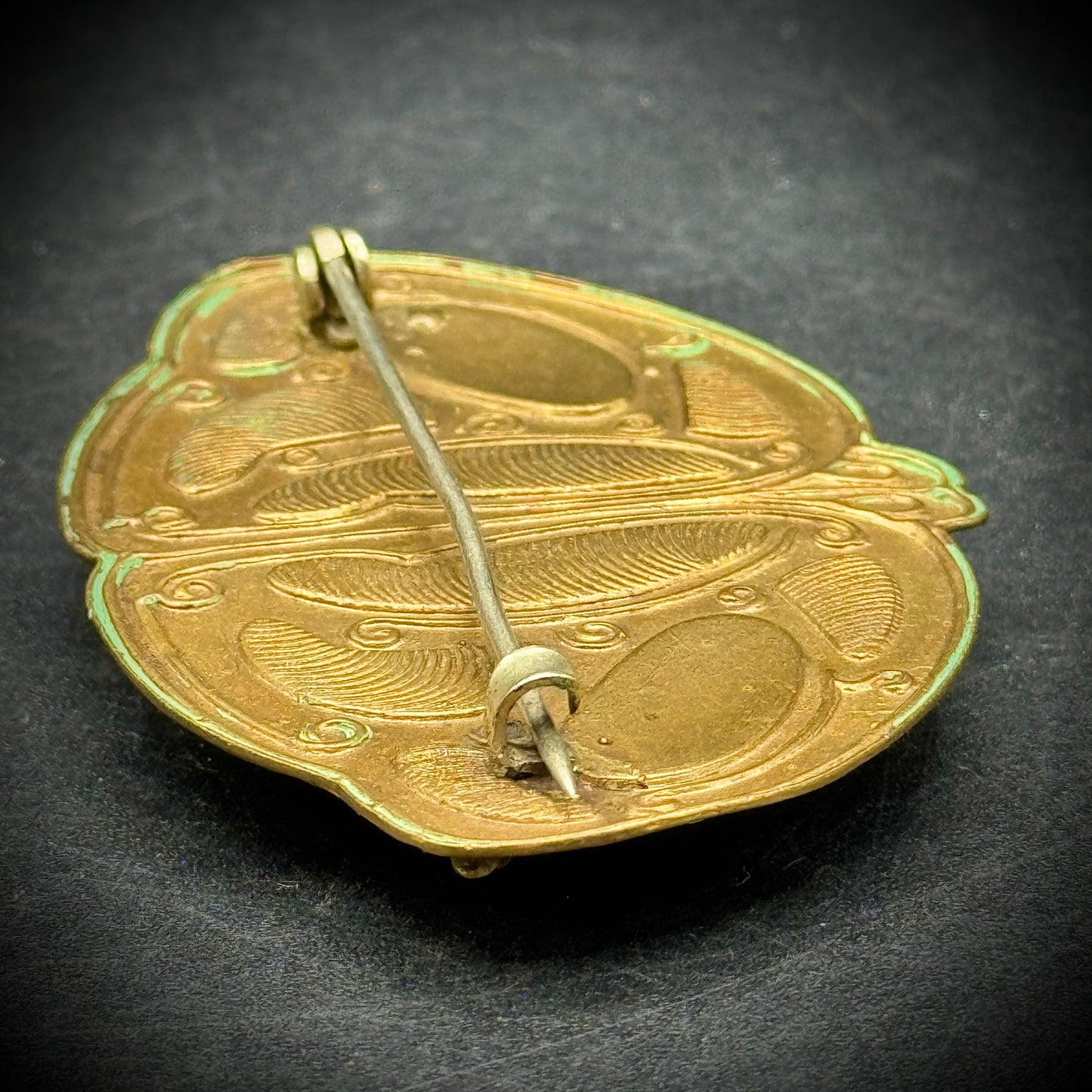 Victorian/Art Nouveau Sash Brooch with Blue Czech Glass