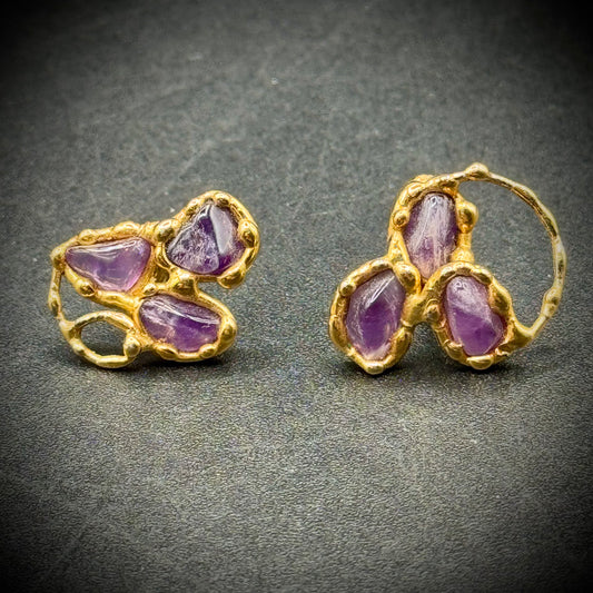 Artisan Made Brutalist Amethyst Earrings