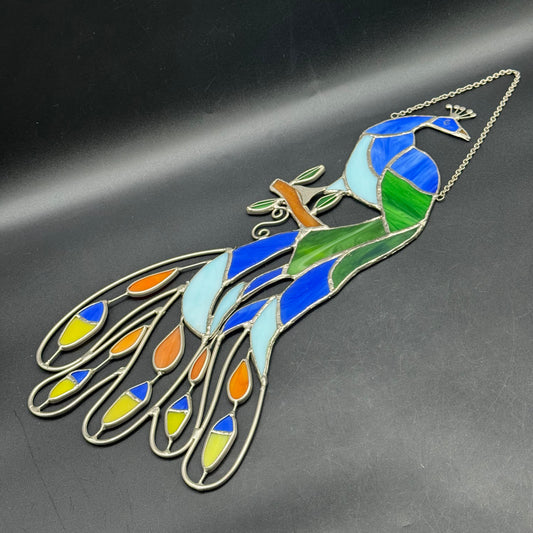 Colorful Peacock Sun Catcher - As Found