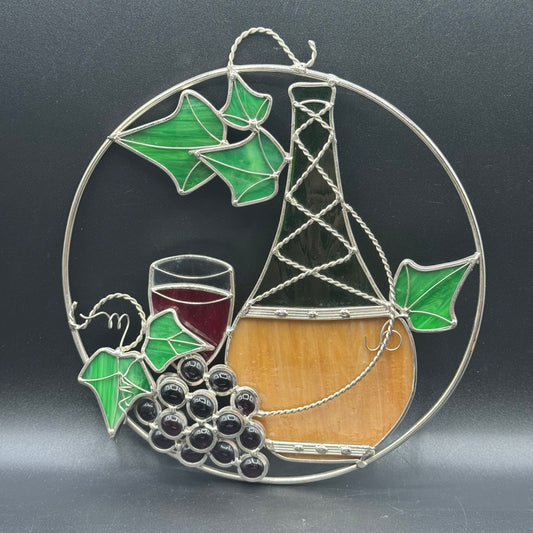 Wine & Grape Stained Glass Sun Catcher - Creative Glass by Diane