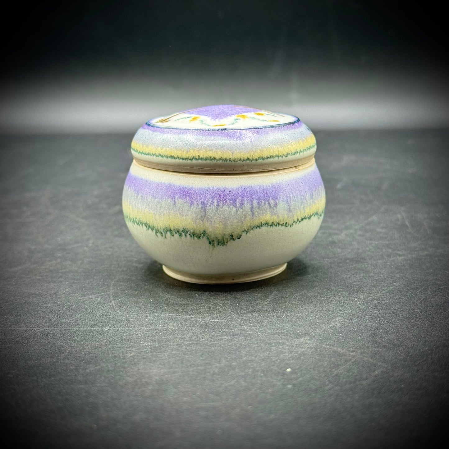 Artist Signed Pottery Trinket Box with Heart Motif