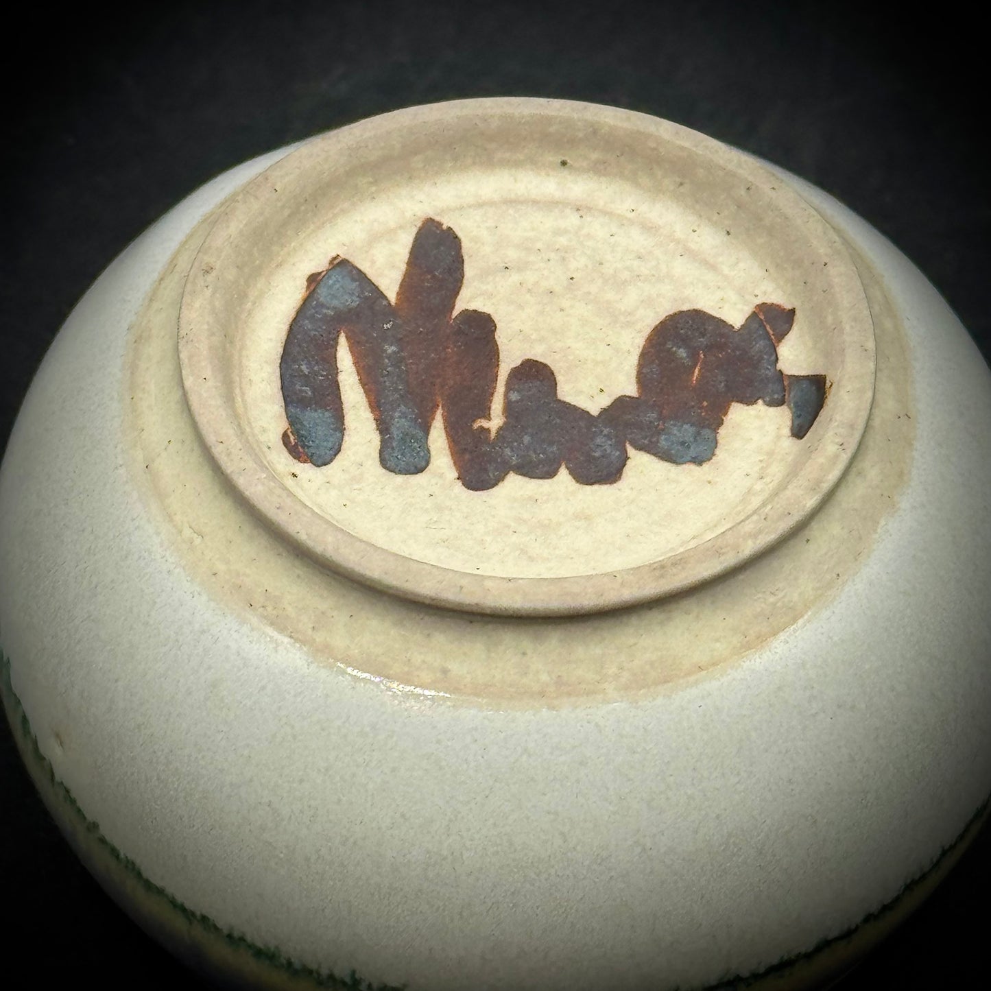 Artist Signed Pottery Trinket Box with Heart Motif