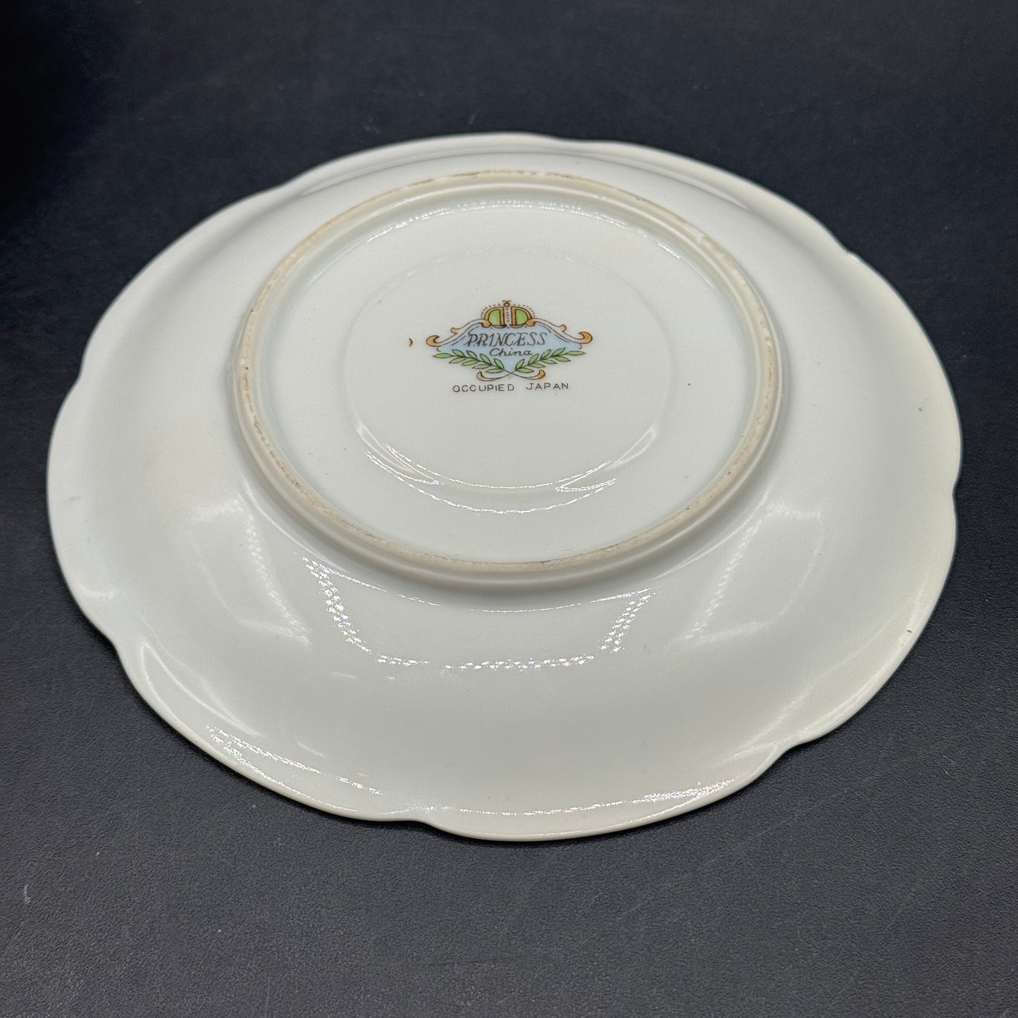 Vintage Princess Fine Bone China Blue Flower Teacup & Saucer - Made in Occupied Japan