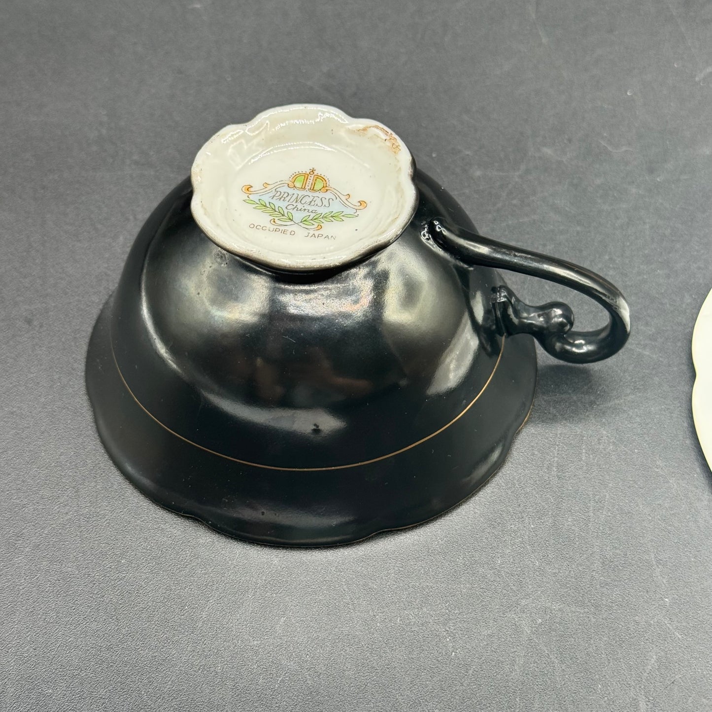 Vintage Princess Fine Bone China Blue Flower Teacup & Saucer - Made in Occupied Japan
