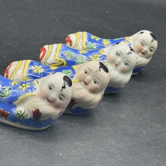 Set of 4 RARE Antique Chinese Porcelain Chopstick Rest