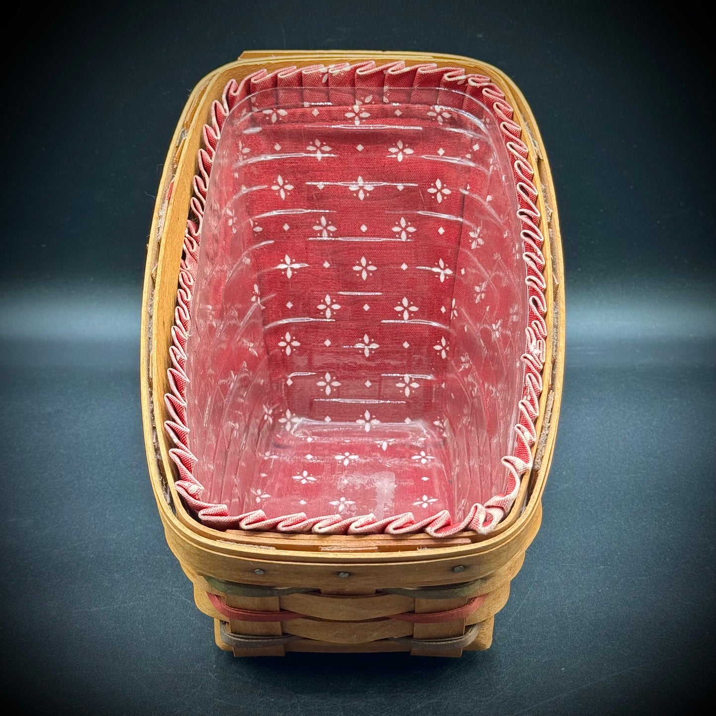 Vintage 1995 Signed Longaberger Angled Basket with Plastic Insert & Lining