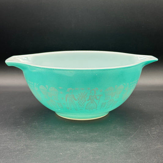 Vintage Pyrex #13 Turquoise Blue Amish Butter Print Bowl