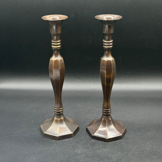 Pair of Heavy Metal Z Gallerie Candle Sticks