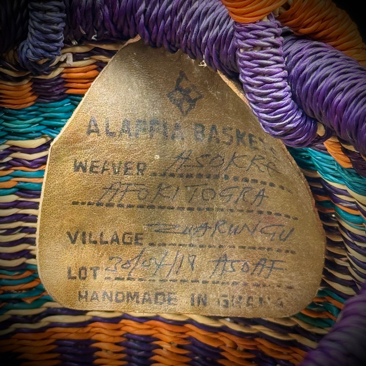 Stunning Alaffia Bolga Basket Made in Ghana with Village Tag