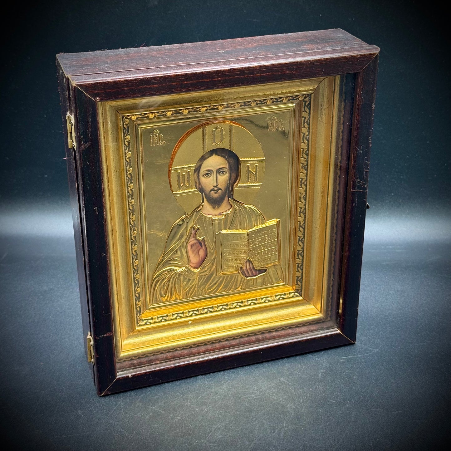 14kt Gold Plated Eastern European Christ Pantocrator Icon