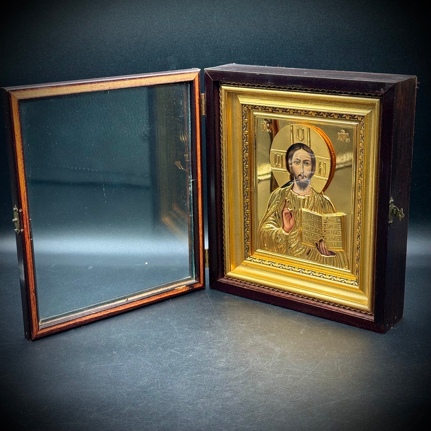 14kt Gold Plated Eastern European Christ Pantocrator Icon