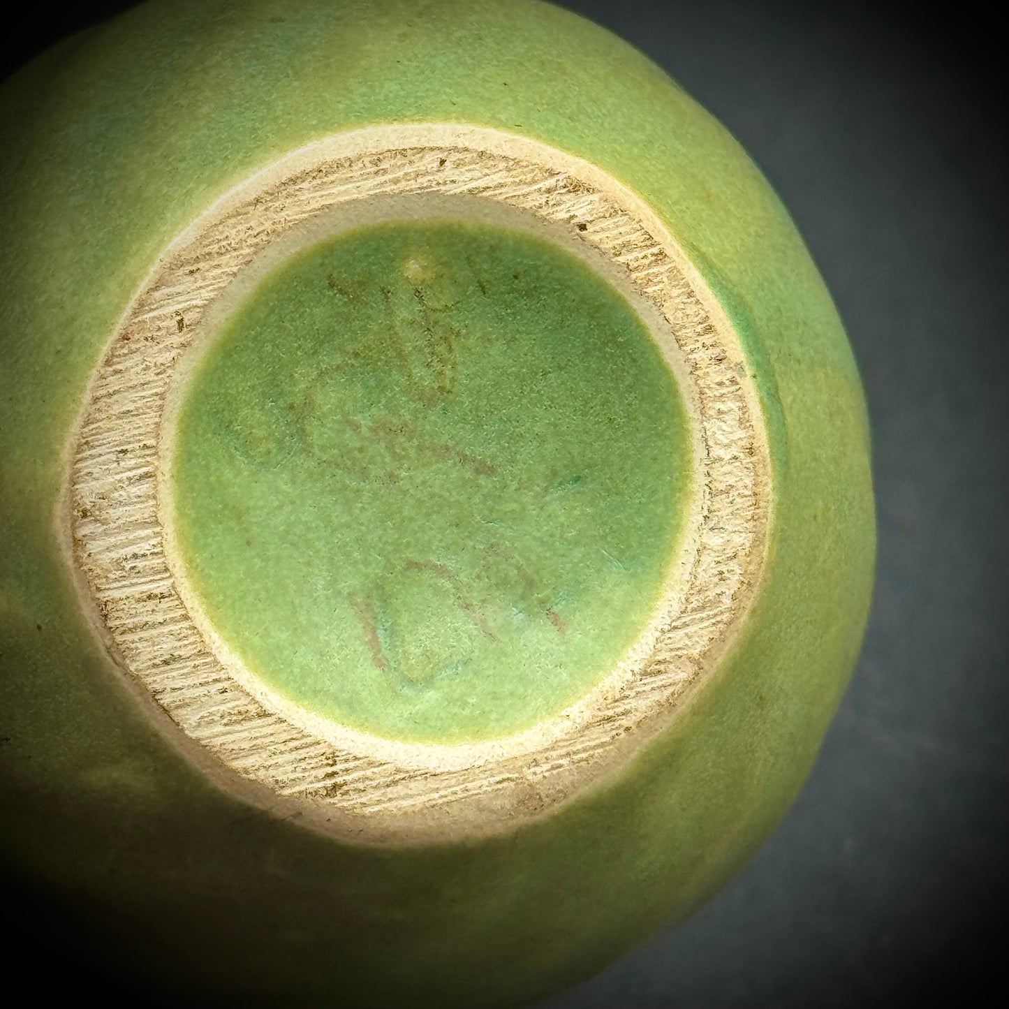 Vintage Pair of Green Pottery Attributed To Van Briggle