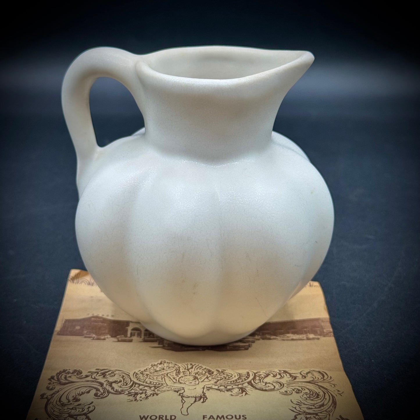 Vintage Cream Glaze Van Briggle Small Pitcher w/Original Paperwork