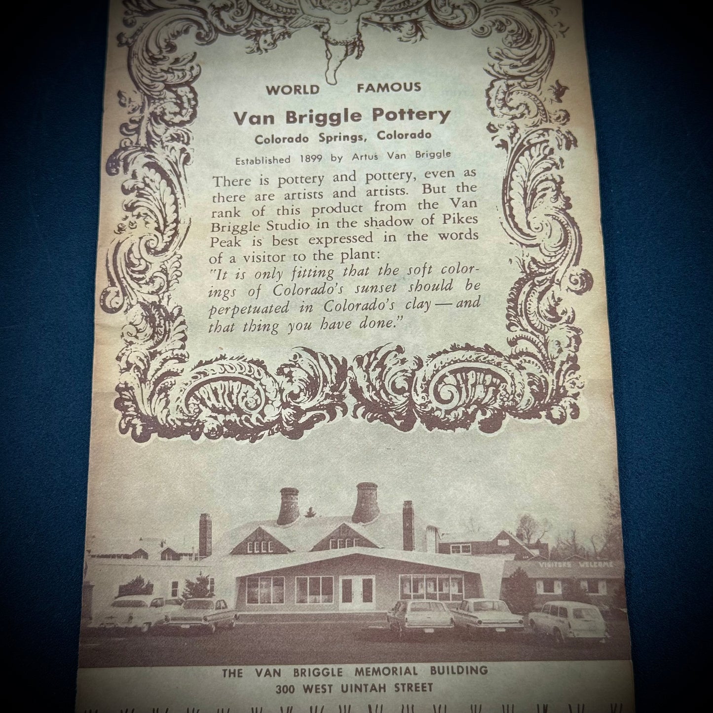 Vintage Cream Glaze Van Briggle Small Pitcher w/Original Paperwork