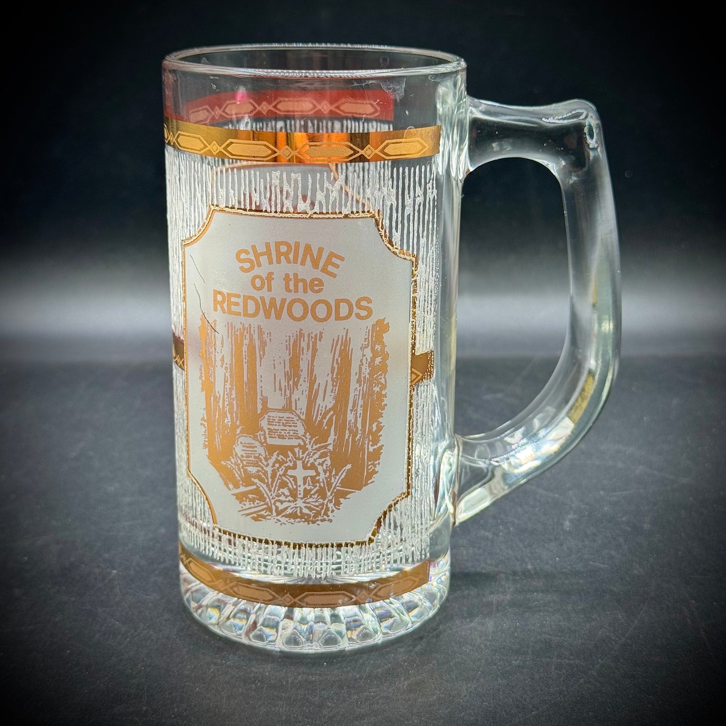 Vintage Culver Shrine of The Redwoods California 22kt Gold Accented Mug