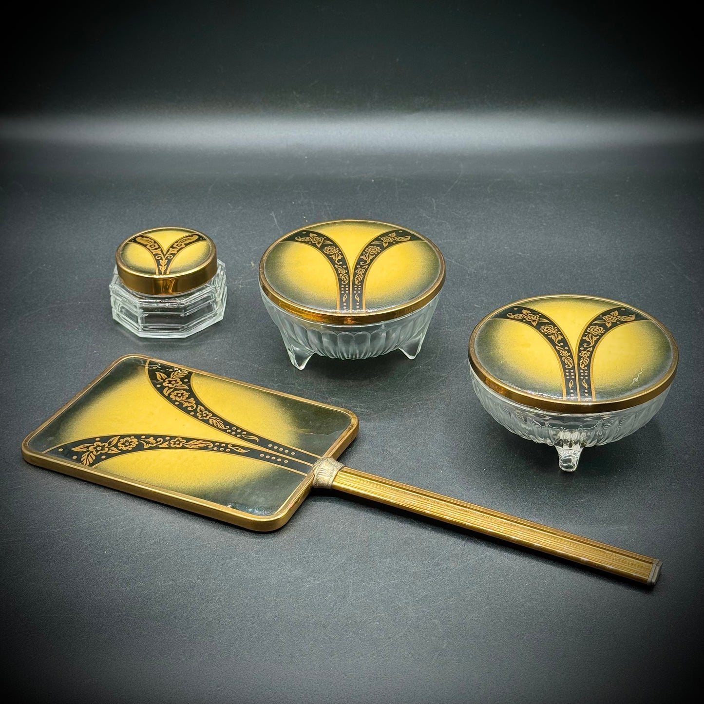 Vintage Four-Piece Art Deco Dresser Set