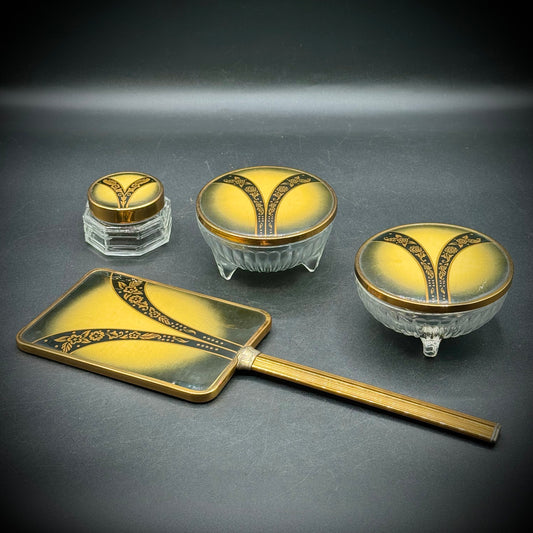Vintage Four-Piece Art Deco Dresser Set