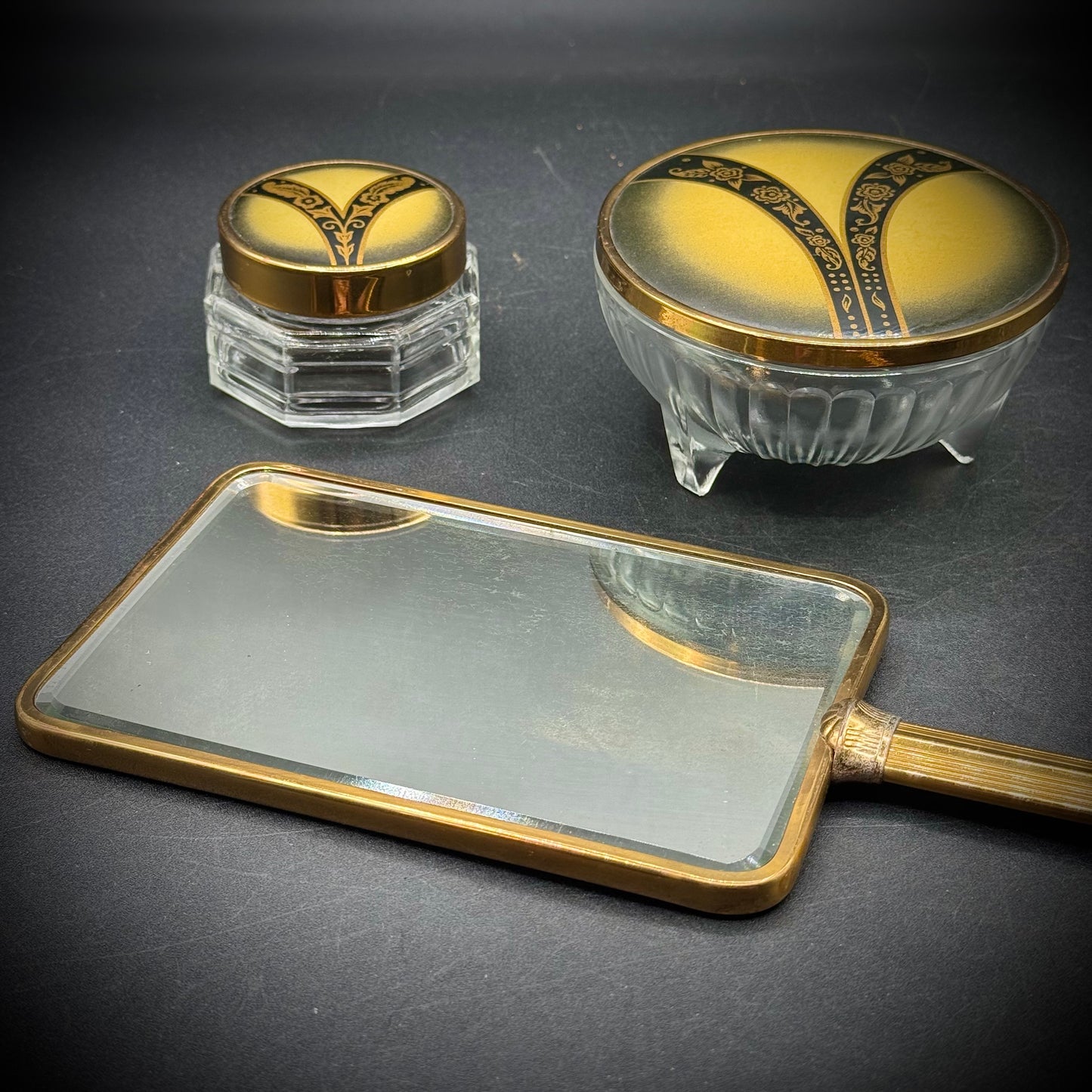 Vintage Four-Piece Art Deco Dresser Set