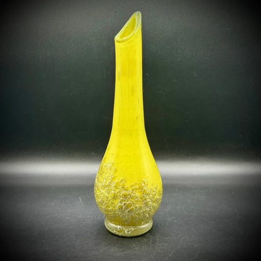 Vintage Mustard Yellow Swung Vase Hand Blown in France