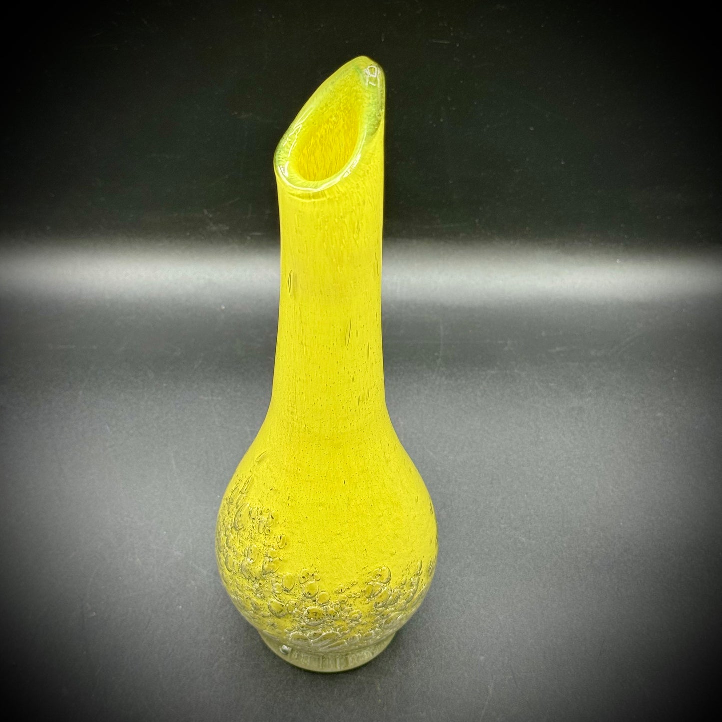 Vintage Mustard Yellow Swung Vase Hand Blown in France