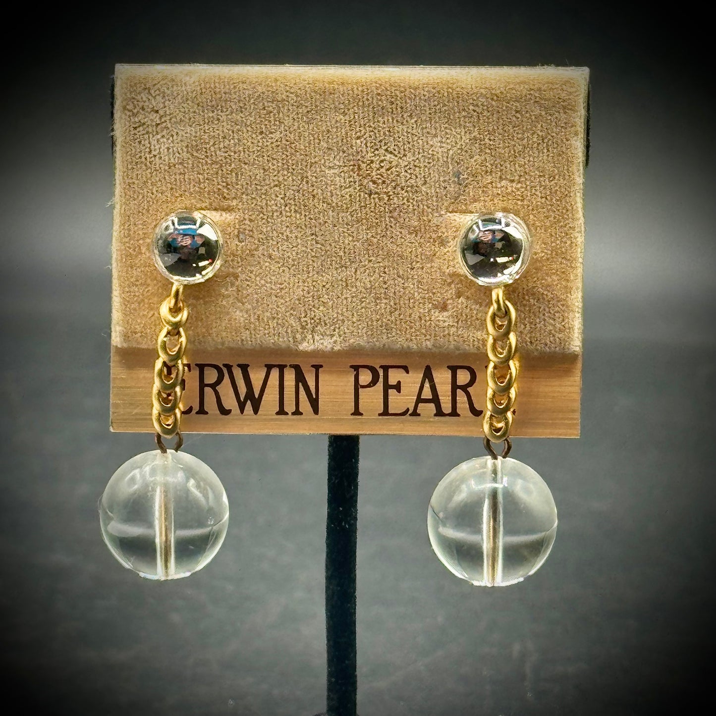 Vintage Erwin Pearl Dangle Earrings on Original Marshall Fields Backing