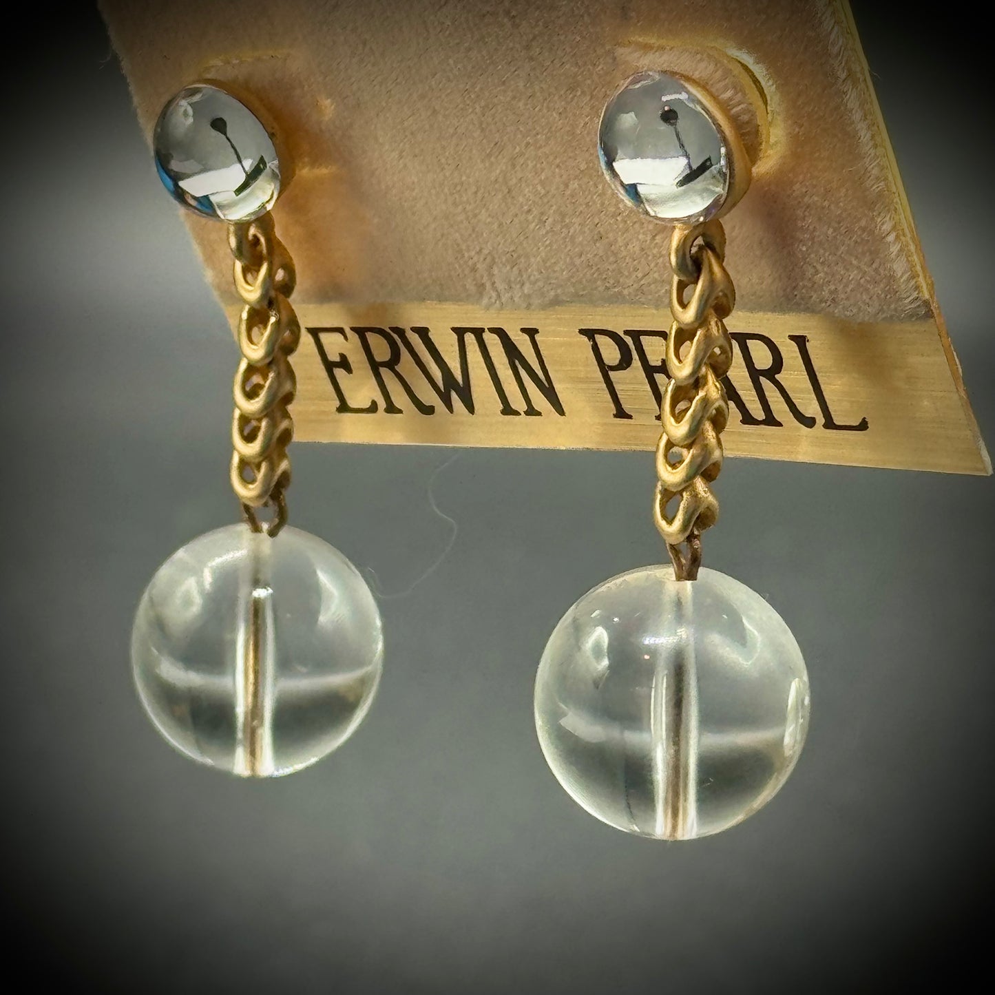 Vintage Erwin Pearl Dangle Earrings on Original Marshall Fields Backing