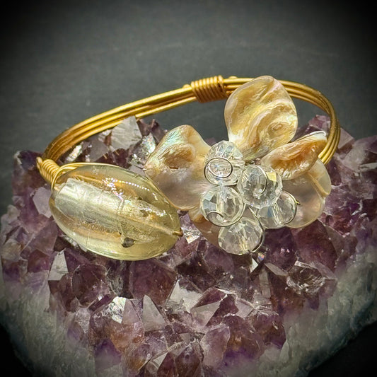 Artisan Made Stone, Shell & Faceted Bead Bracelet