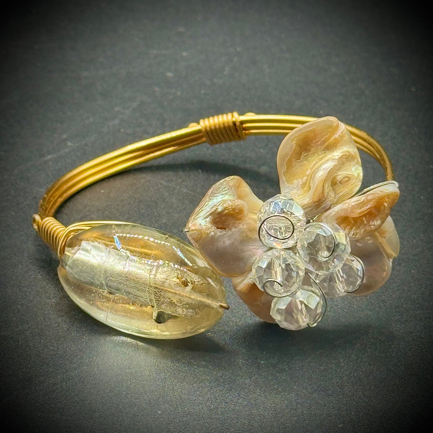 Artisan Made Stone, Shell & Faceted Bead Bracelet