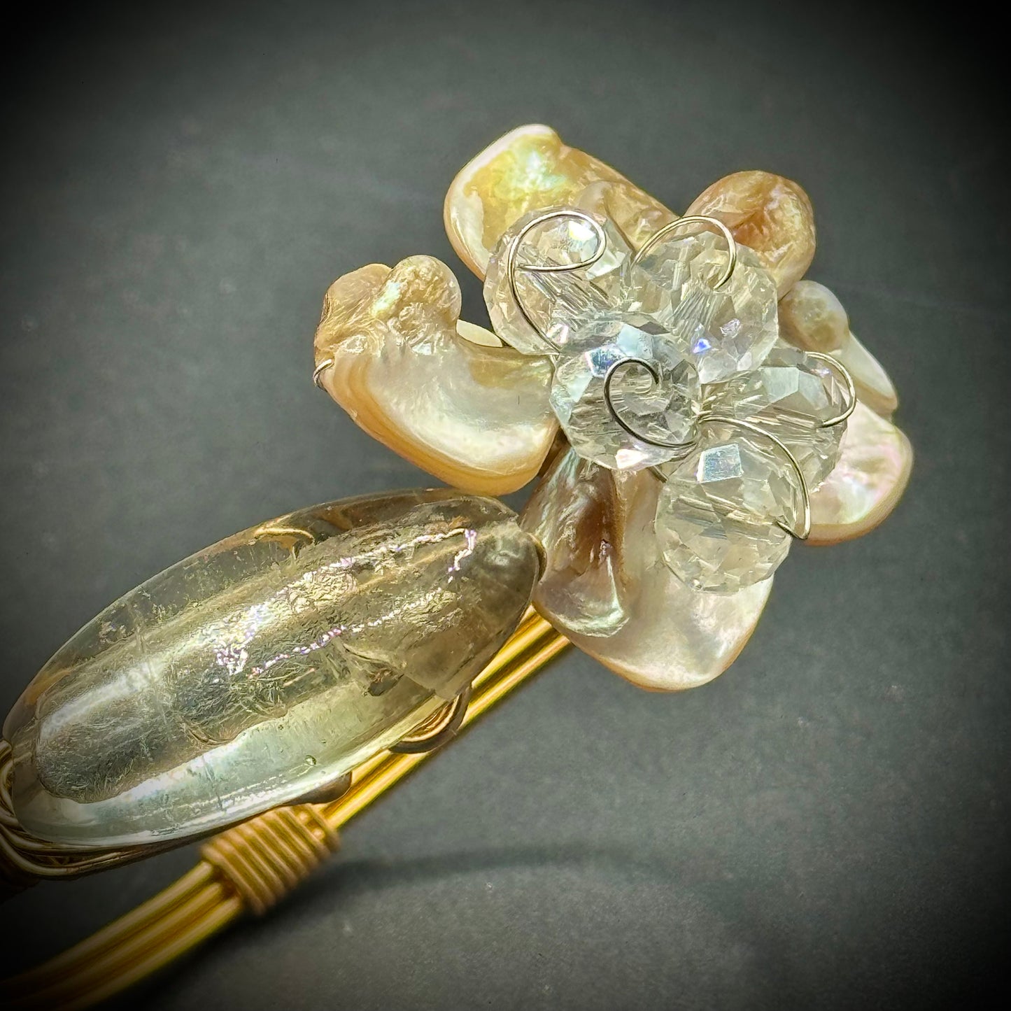 Artisan Made Stone, Shell & Faceted Bead Bracelet