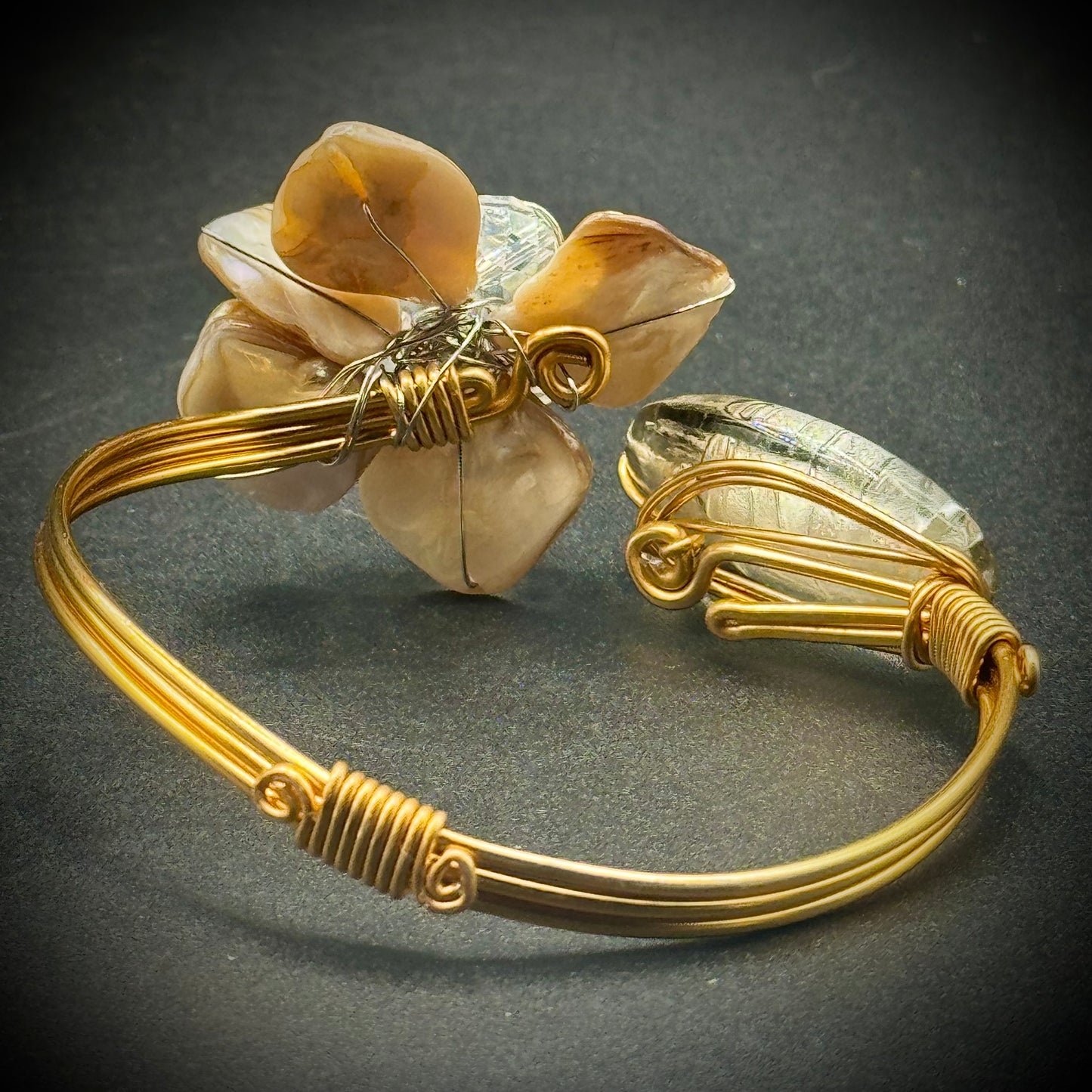 Artisan Made Stone, Shell & Faceted Bead Bracelet