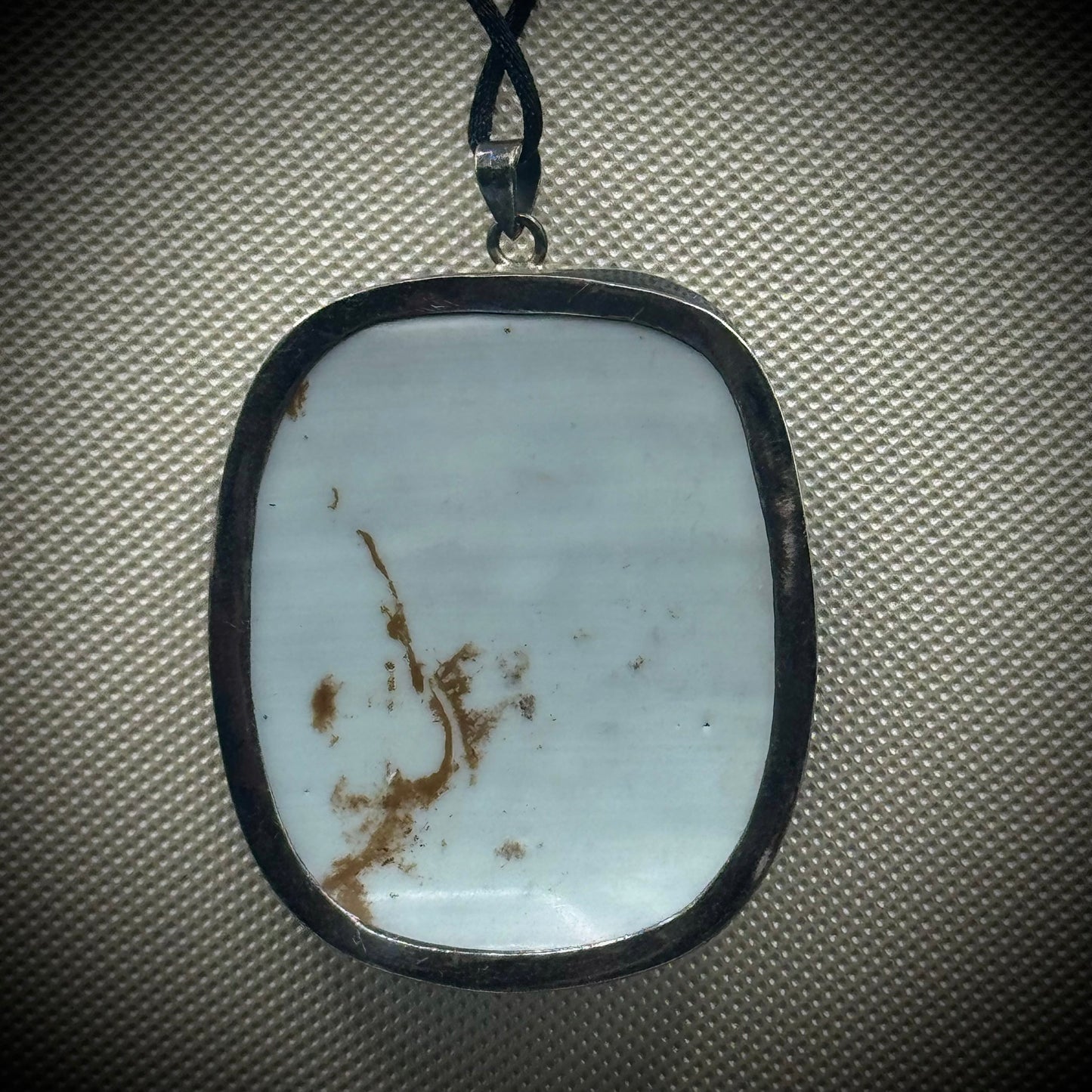 Antique Pendant with Ming Dynasty Pottery Shard Set in 925 Sterling Silver