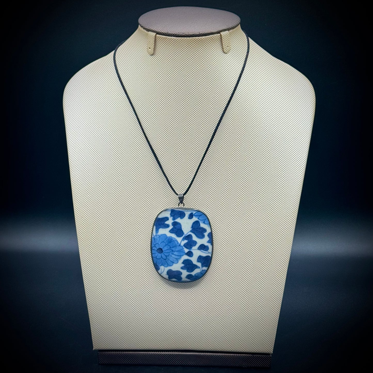 Antique Pendant with Ming Dynasty Pottery Shard Set in 925 Sterling Silver