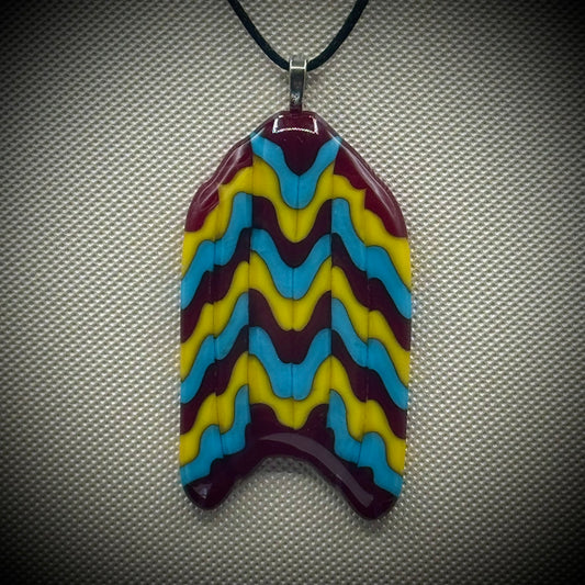 Artist Signed Dichroic Glass Pendant on Silk Cord #02