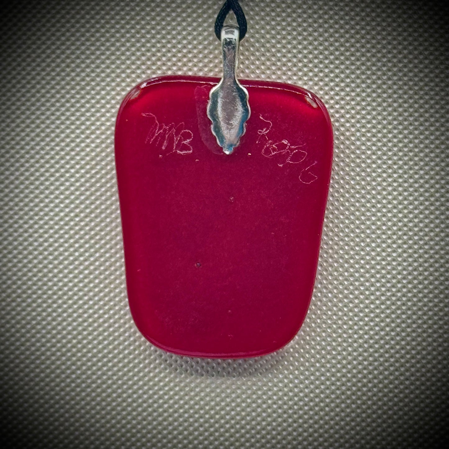 Artist Signed Dichroic Glass Pendant on Silk Cord #03