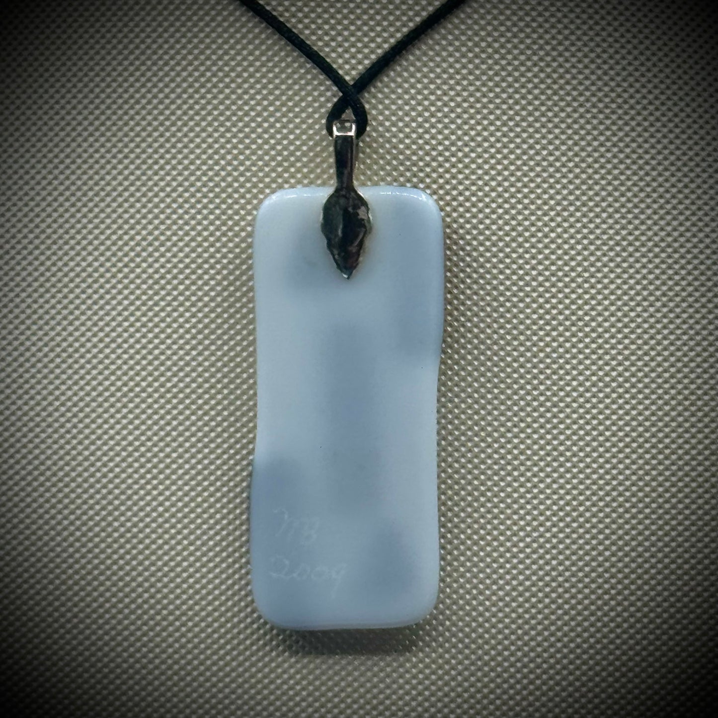 Artist Signed Dichroic Glass Pendant on Silk Cord #04