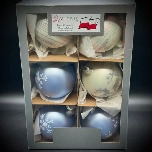 6 Vitbis Hand Made in Poland Glass Ornaments #1