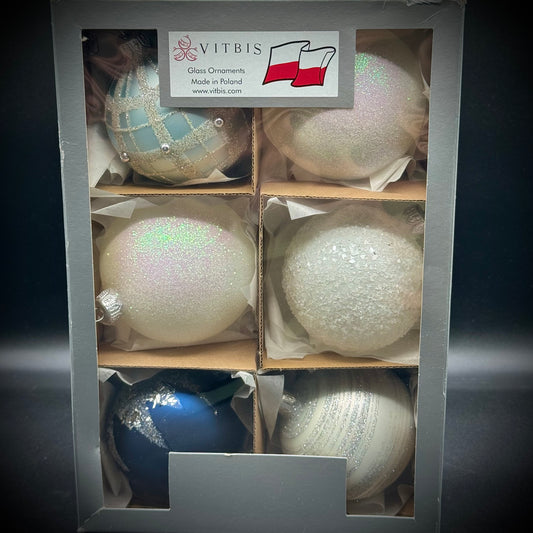 6 Vitbis Hand Made in Poland Glass Ornaments #2