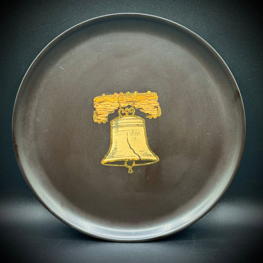 Vintage Couroc of Monterey Liberty Bell Motif Round Tray
