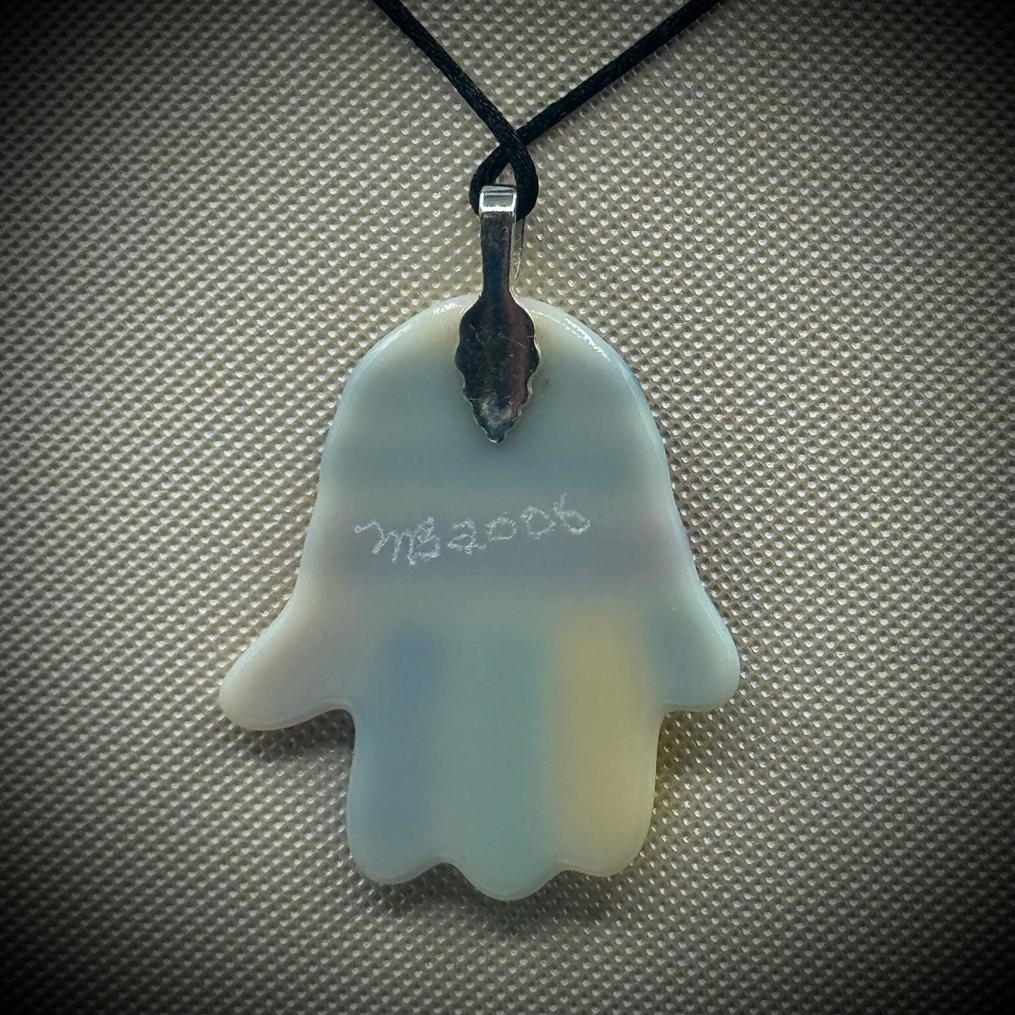 Artist Signed Dichroic Glass Pendant on Silk Cord #05